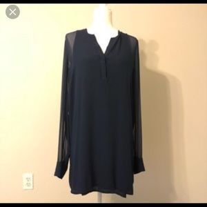 Vince long sleeve sheer dress with built in slip